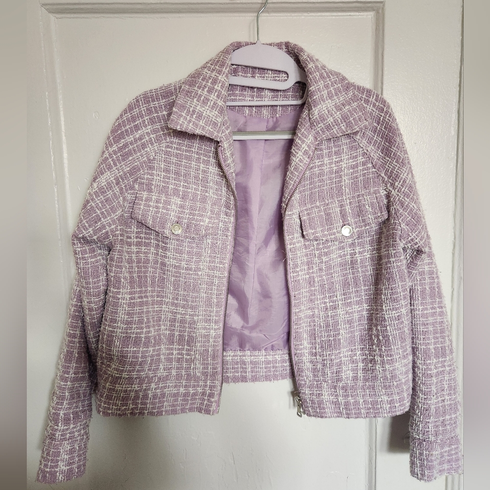 Lavender Plaid Patterned Jacket